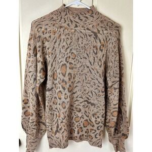 White House Blk. Market Leopard Print Knit Sweater-Med.
